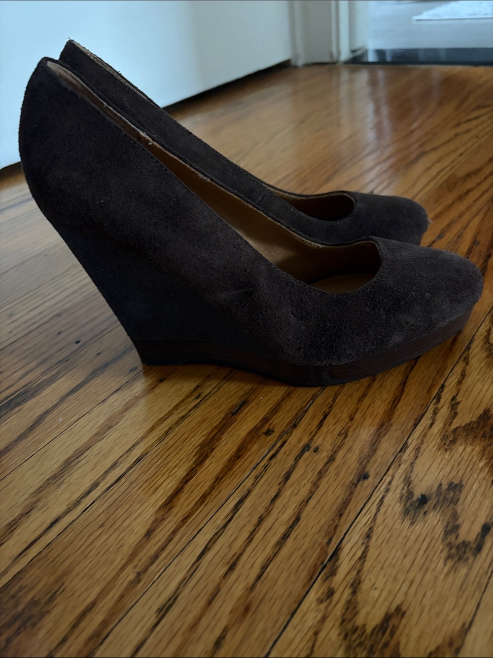 Michael Kors Dark Brown Suede Wedges